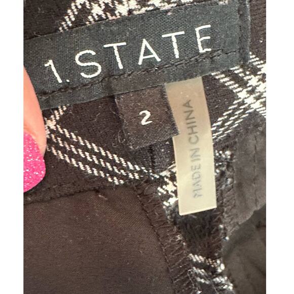 1.State black plaid flat front straight legs casual pants size 2 - Picture 3 of 7